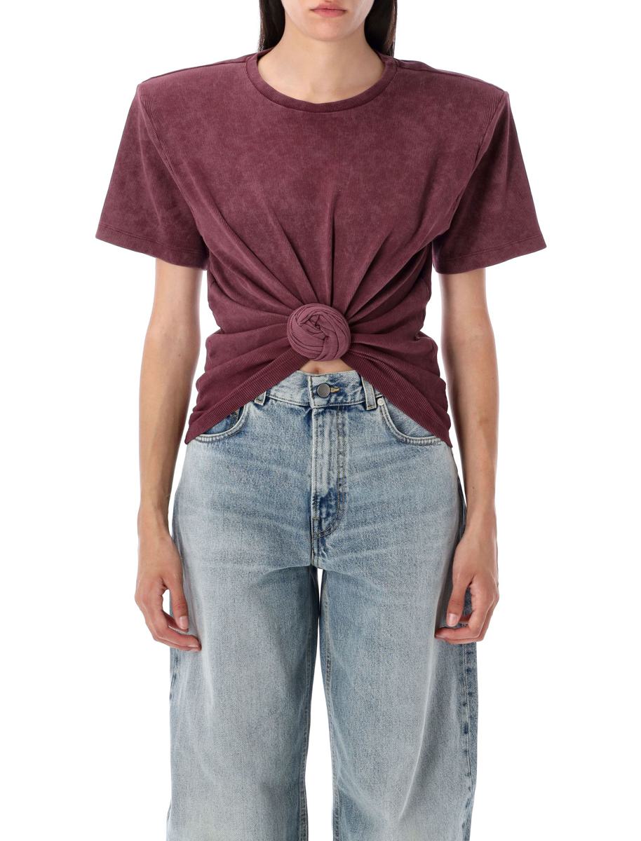 Magda Butrym – Geripptes T-Shirt mit Knoten