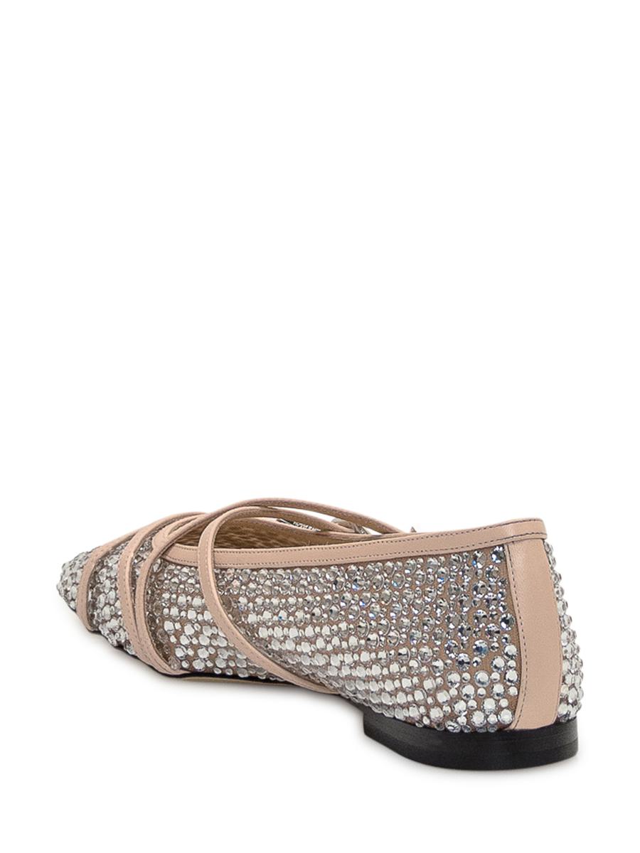 Mach &amp; Mach – Ballerinas aus Netzstoff mit Kristallen