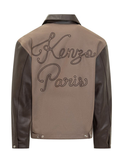 Kenzo Kenzo Zweifarbige Bomberjacke aus Leder und Stoff für Herren