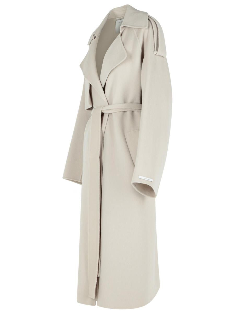 Sportmax – Mantel „Fiore“ aus beiger Schurwolle