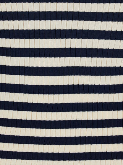 Weiß-schwarzes Top mit geripptem Design und durchgehendem Streifenmotiv aus Viskose für Damen