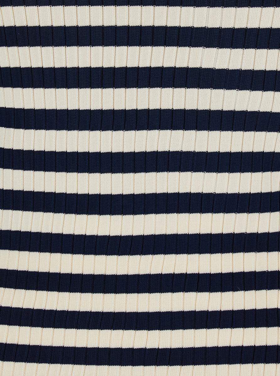 Weiß-schwarzes Top mit geripptem Design und durchgehendem Streifenmotiv aus Viskose für Damen