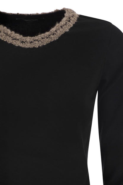 Fabiana Filippi – T-Shirt mit 3/4-Ärmeln und Ausschnittdetails