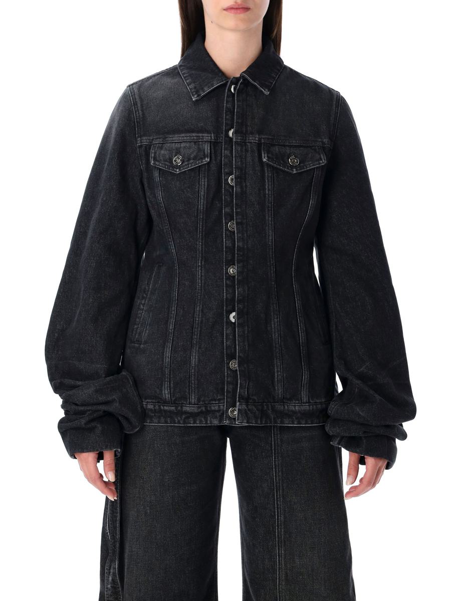 Jean Paul Gaultier – Schwarze Jeansjacke mit übergroßen Ärmeln