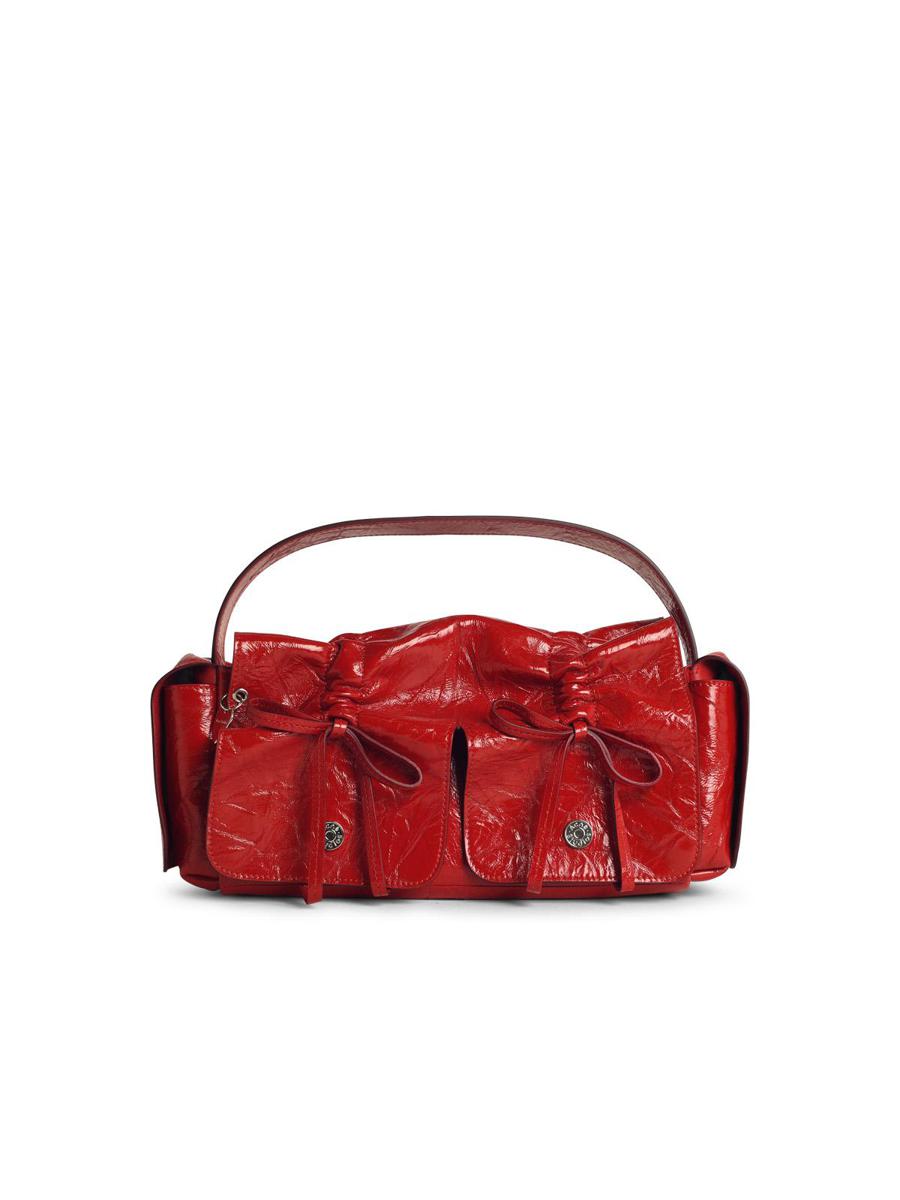 Acne Studios – Multipocket – Glänzende rote Ledertasche