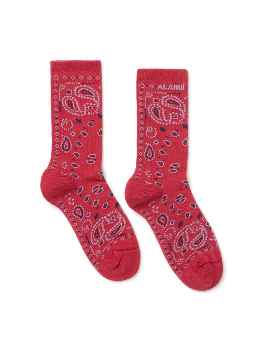 Alanui Bandana-Socken Rubinrot/Mehrfarbig
