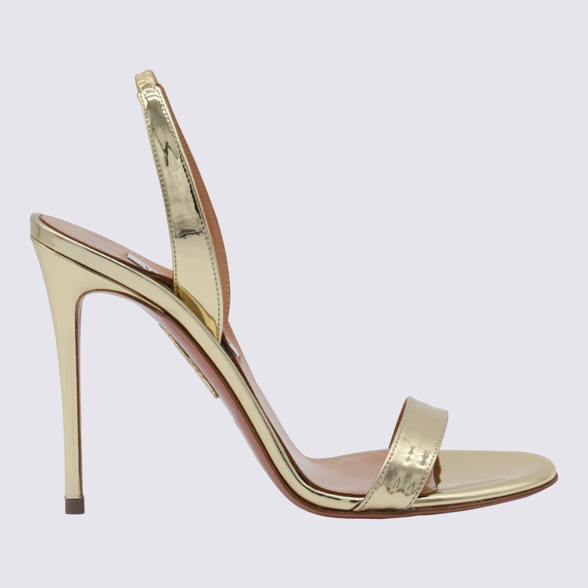 Aquazzura Goldfarbene Ledersandalen