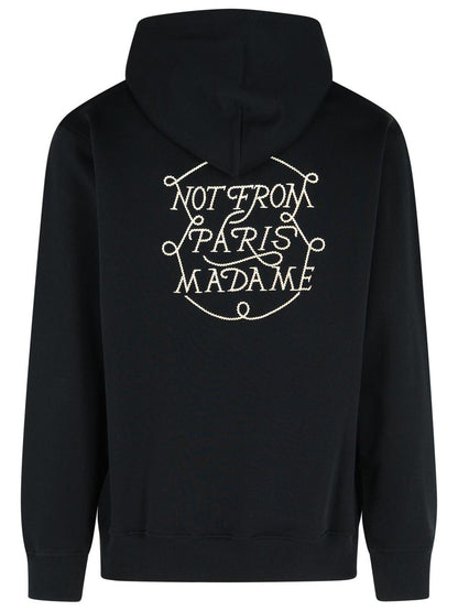 Drôle De Monsieur Kapuzenpullover aus schwarzer Baumwolle