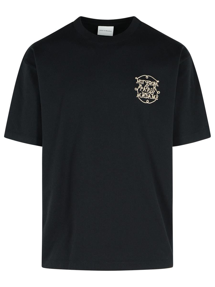 Schwarzes Baumwoll-T-Shirt „Drôle De Monsieur“.
