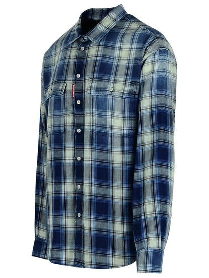 DSQUARED2 Blaues Baumwollhemd