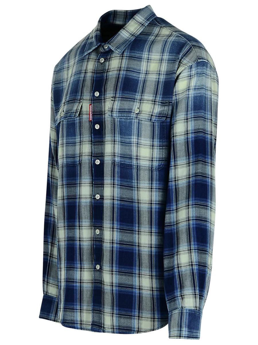 DSQUARED2 Blaues Baumwollhemd