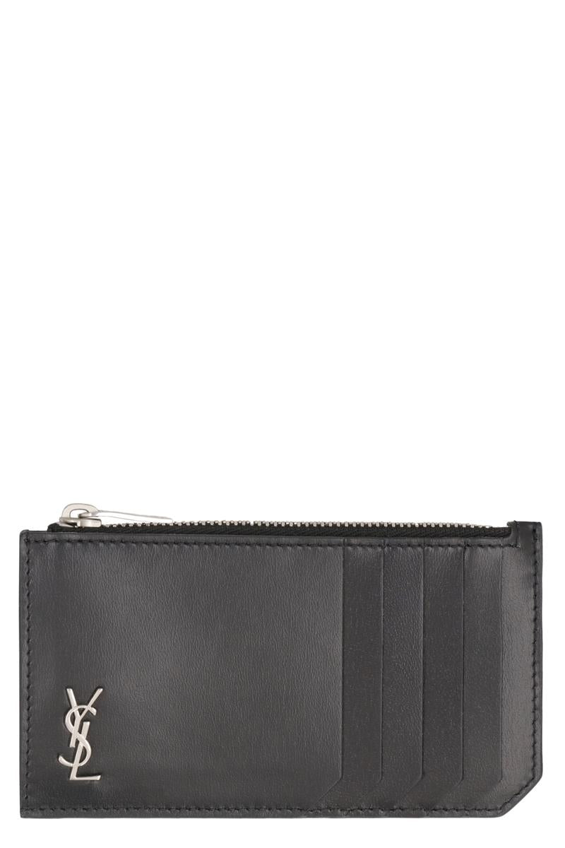 Saint Laurent Kartenetui aus glattem Leder