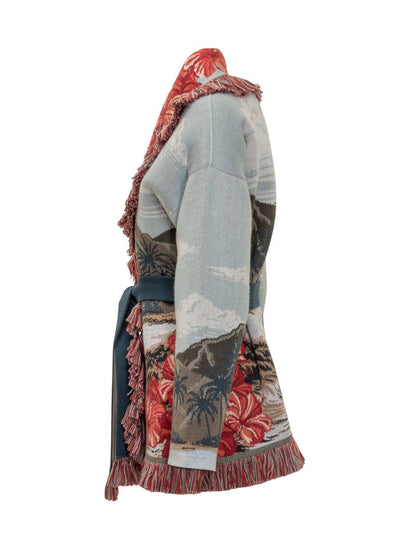 Alanui Alanui – Strickjacke mit tropischem Muster und roten Blumen