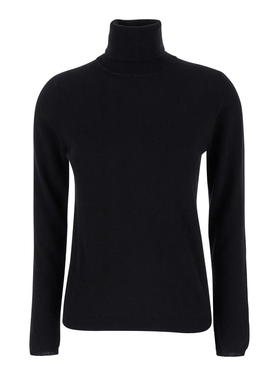 Schwarzer Pullover mit hohem Kragen aus Kaschmir für Damen