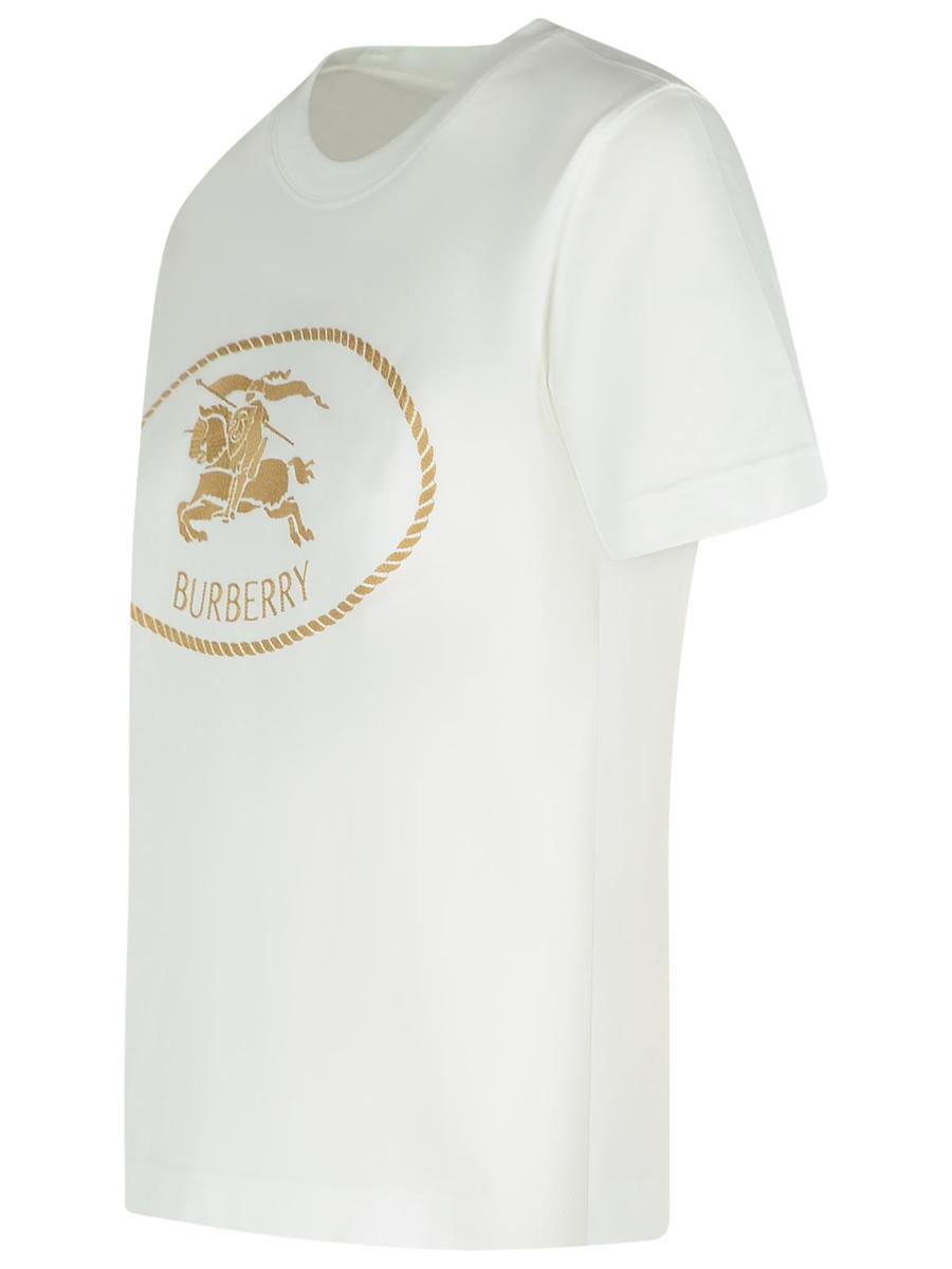 Burberry Elfenbeinfarbenes Baumwoll-T-Shirt