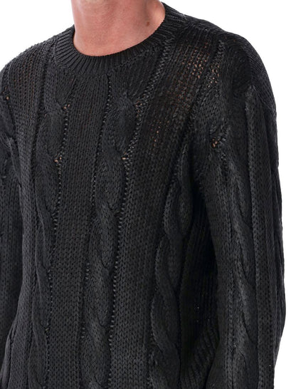 Diesel K-Michiu glänzender Zopfmusterpullover