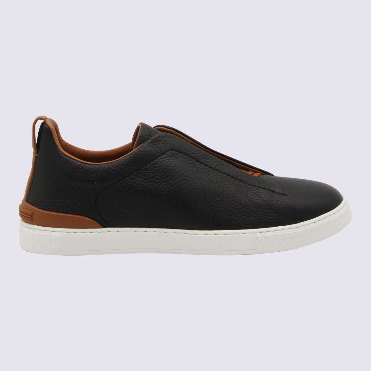 Zegna – Schwarze Leder-Sneaker