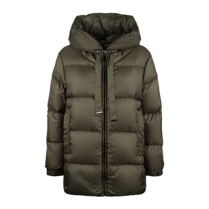 Max Mara Khakigrüne Anti-Tropf-Canvas-Daunenjacke