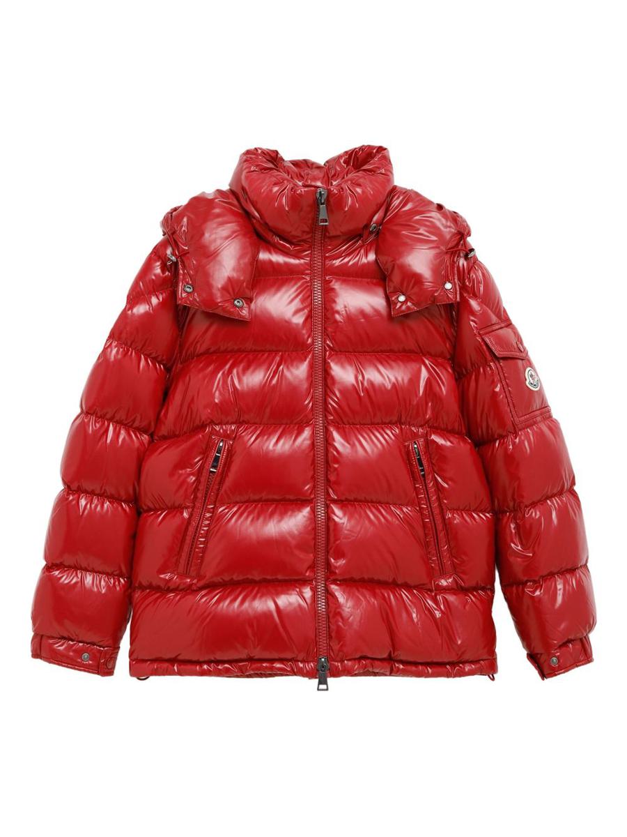 Moncler – Glänzend rote Daunenjacke „Maire“ mit Kapuze