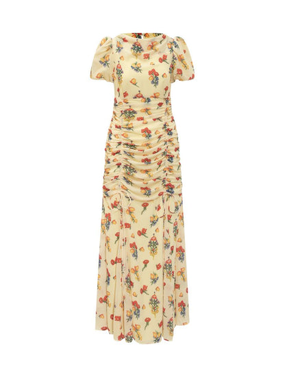 De La Vali gerafftes Blumenkleid