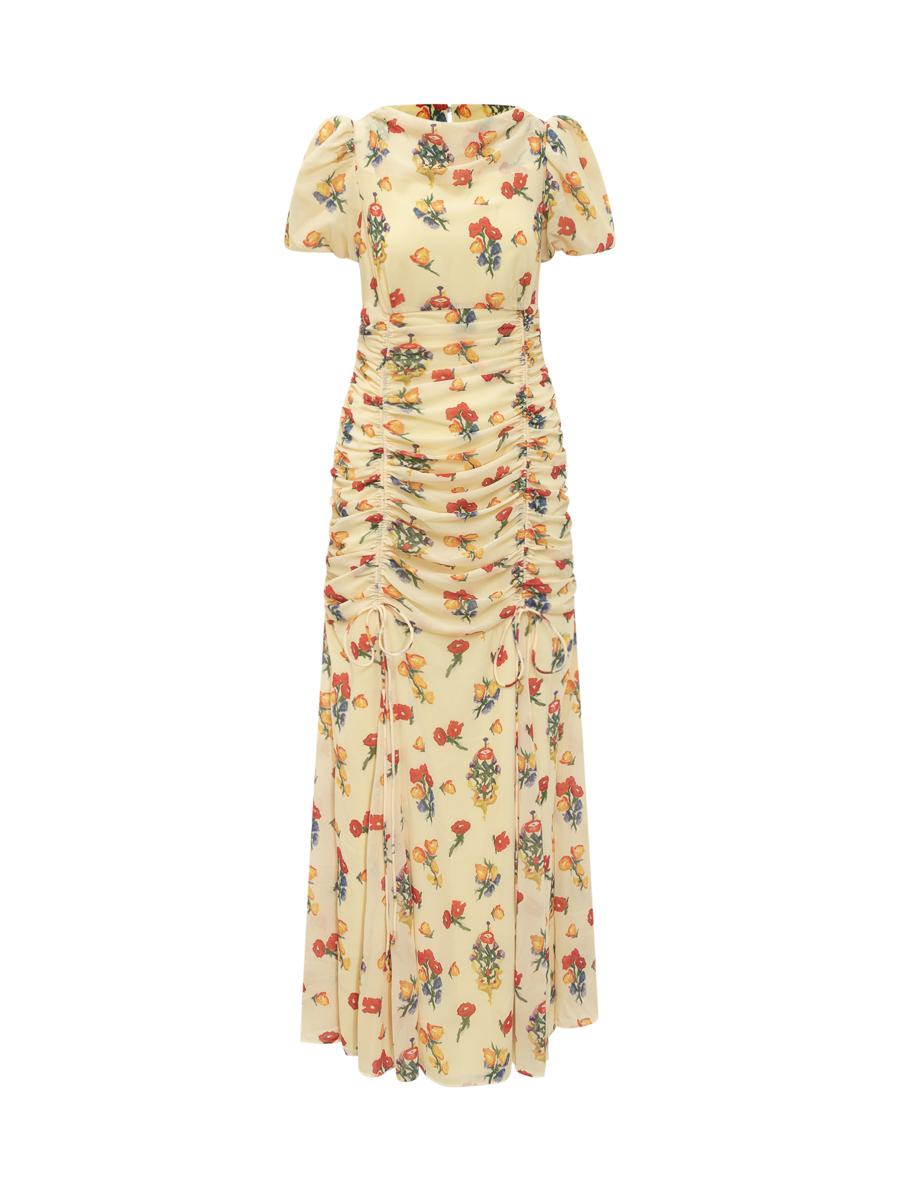 De La Vali gerafftes Blumenkleid