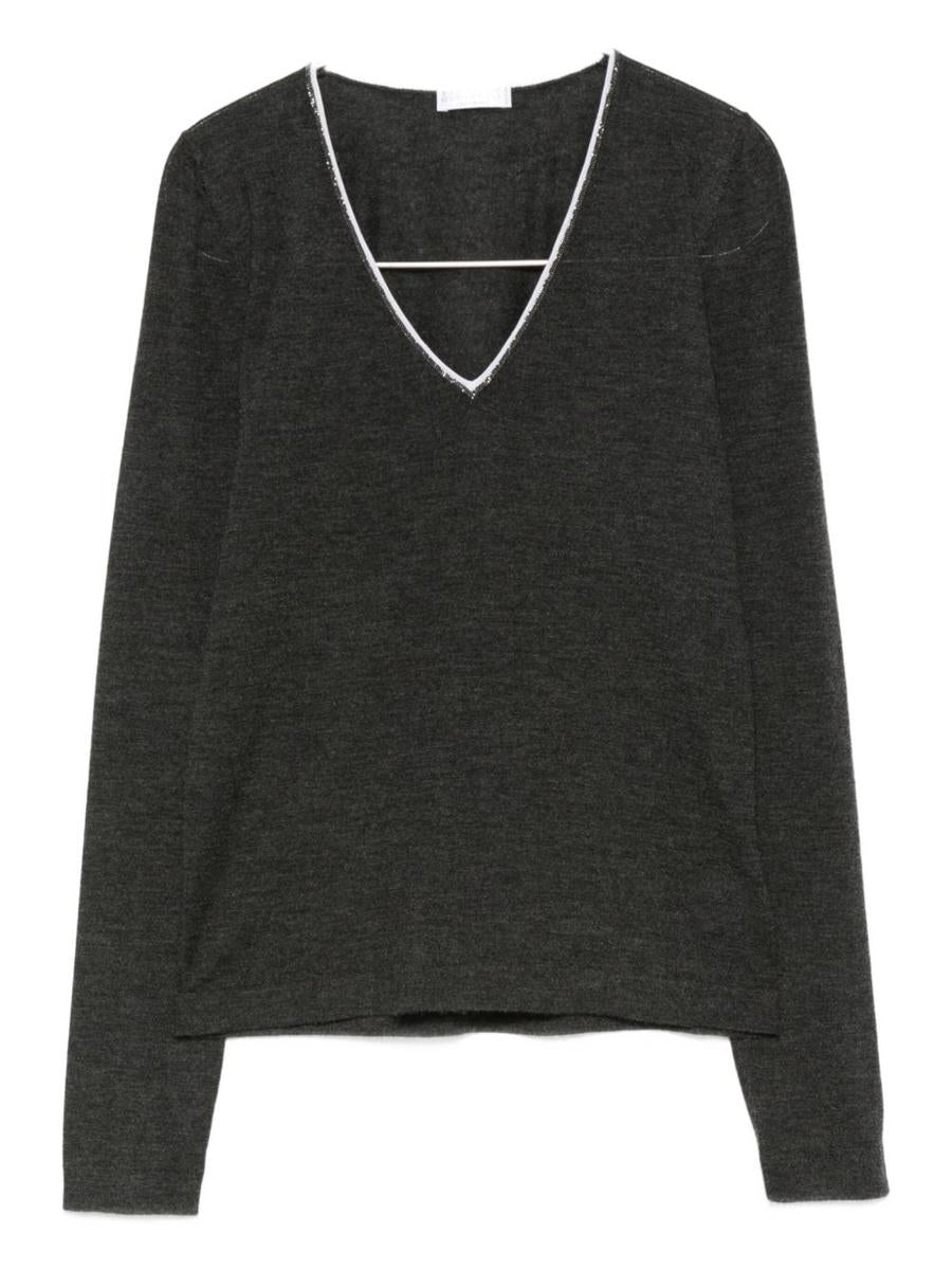 Brunello Cucinelli Pullover mit V-Ausschnitt aus Kaschmir und Seide