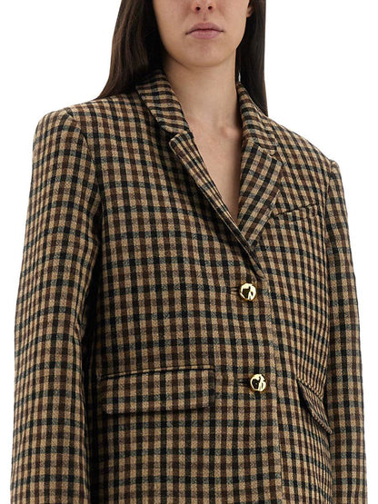 Ganni – Karierter Wollblazer