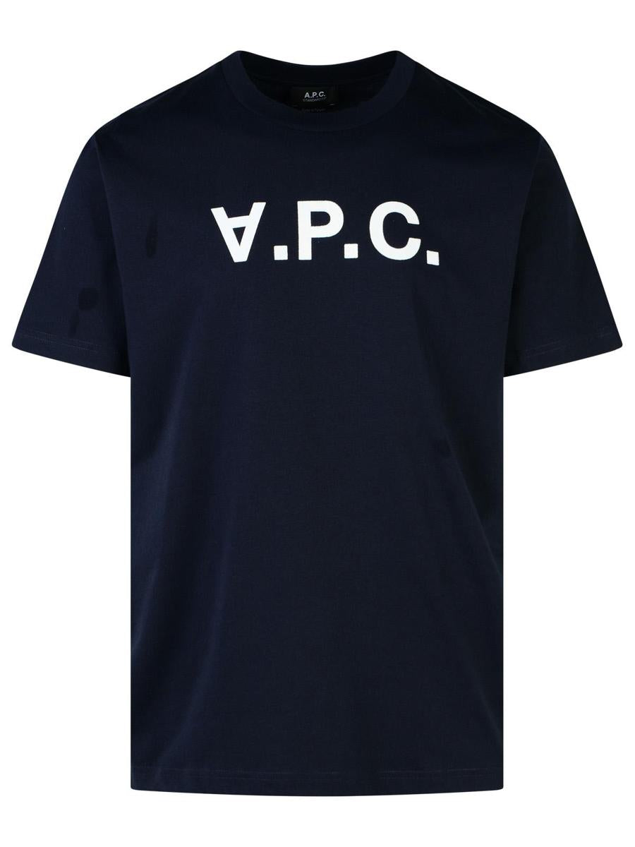 APC Marineblaues Baumwoll-T-Shirt