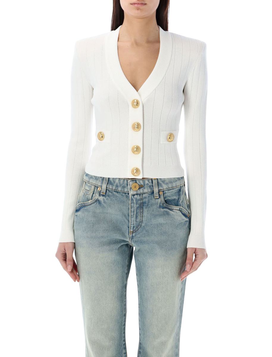 Balmain Strickjacke mit goldenen Knöpfen