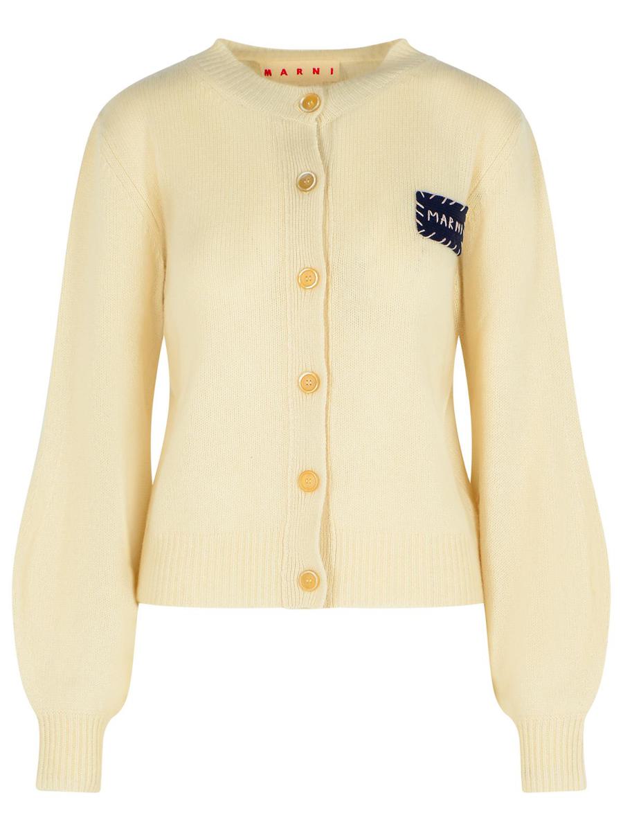 Marni Elfenbeinfarbene Kaschmir-Strickjacke