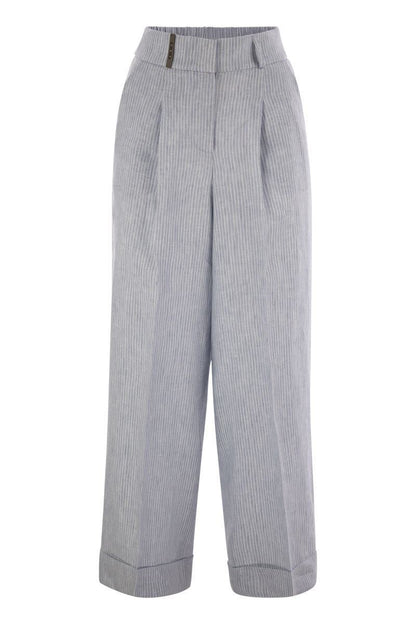 Peserico Leinenhose mit Streifenmuster