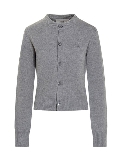 AMI Paris AMI Paris Grauer Cardigan mit Logo
