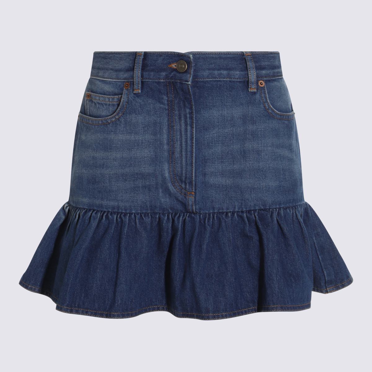 Valentino Garavani Blauer Denim-Baumwollrock