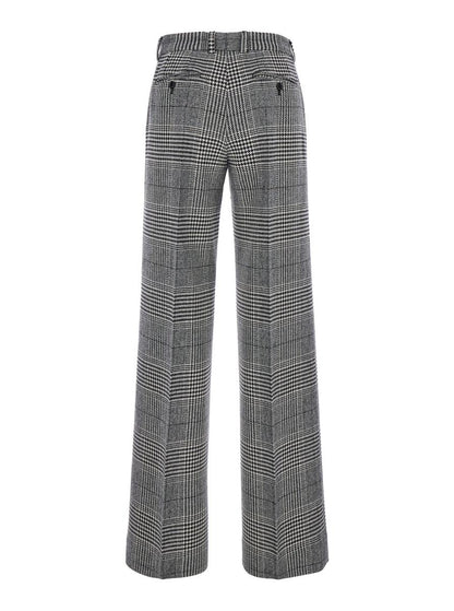 Graue Schlaghose mit hoher Taille aus Wolle und Kaschmir für Damen