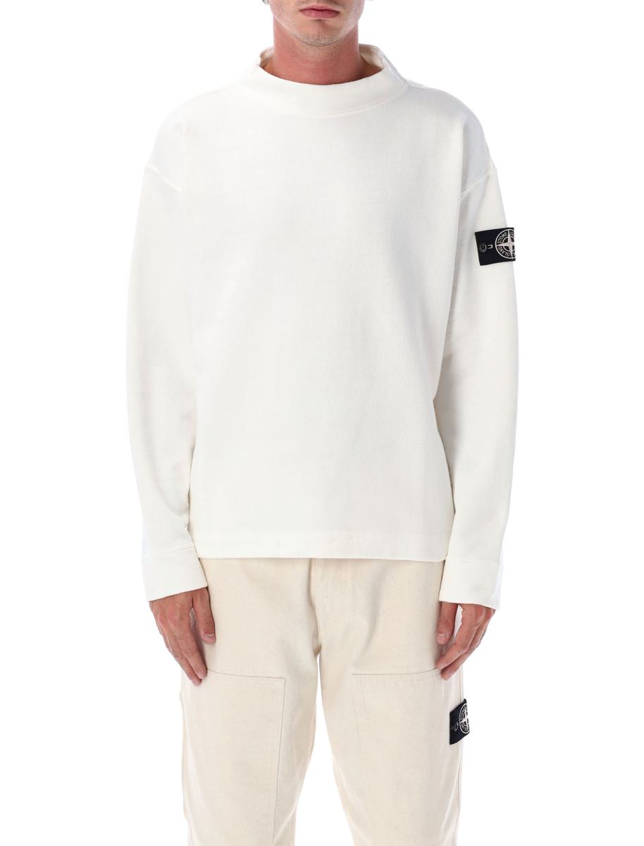 Stone Island Baumwoll-Sweatshirt mit Kraterkragen