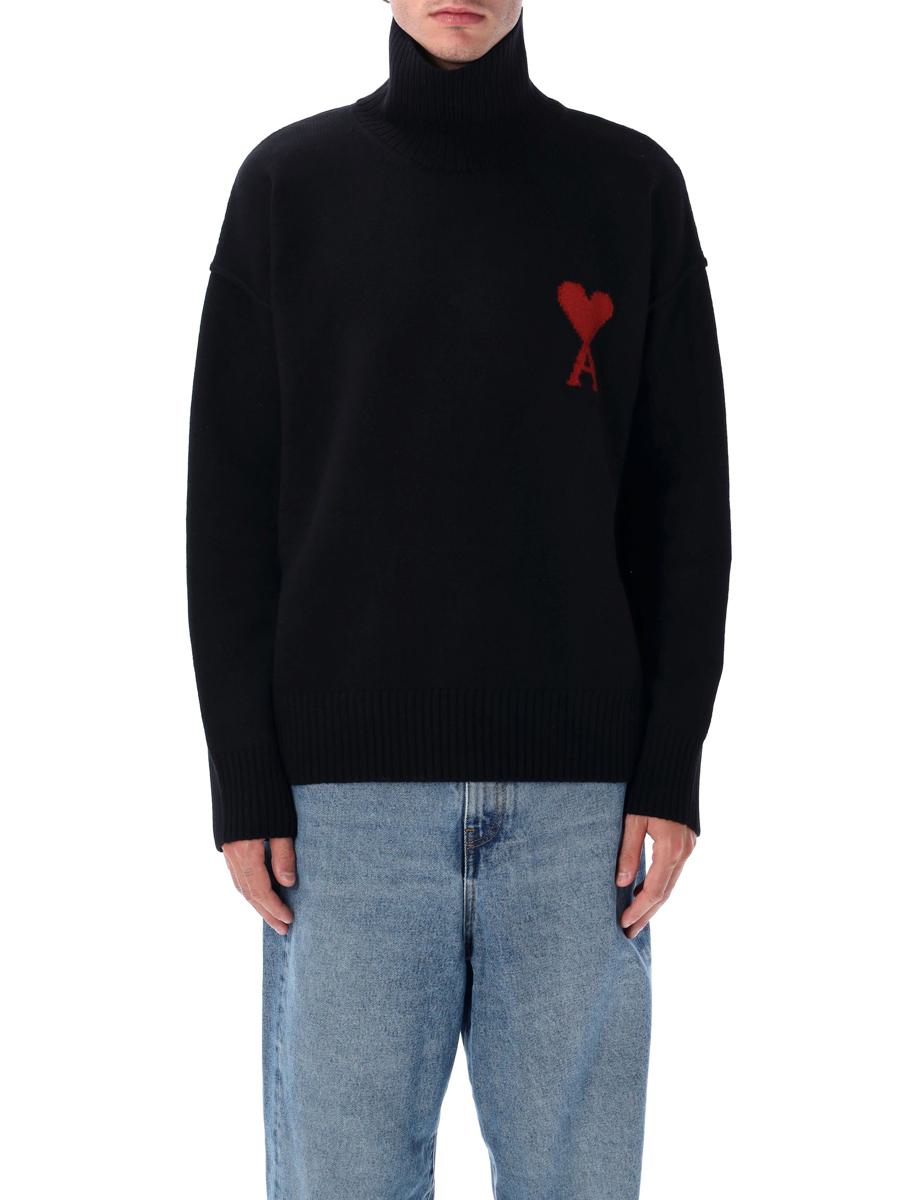 AMI Paris Rollkragenpullover aus schwarzer Wolle von De Coeur