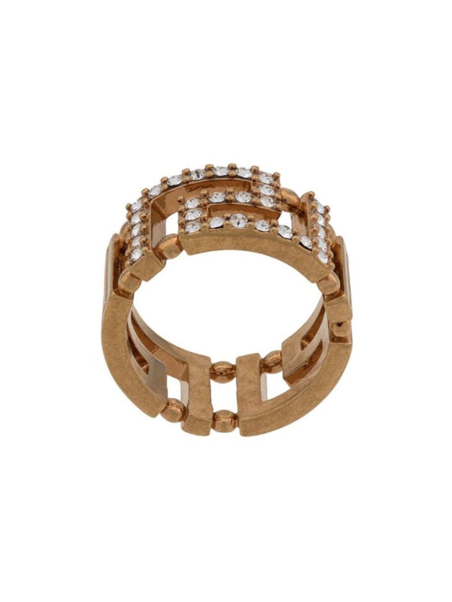 Versace – Ring mit griechischem Schlüssel und Kristallen