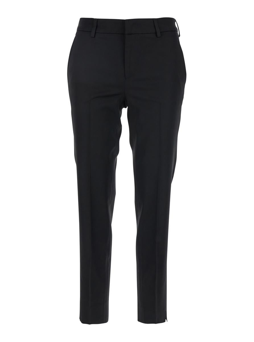 Schwarze Hose „New York“ mit Gürtelschlaufen aus Viskose-Stretch für Damen
