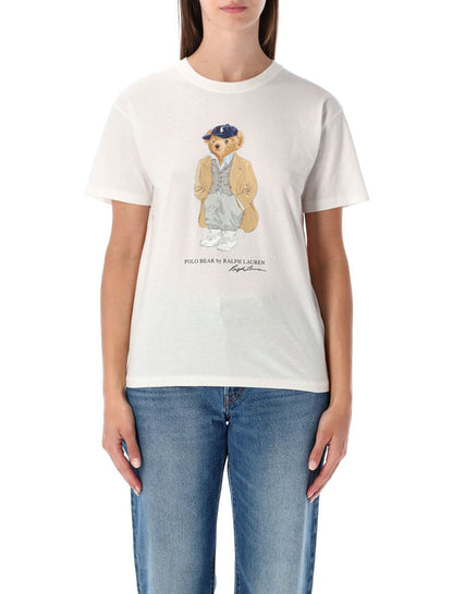Polo Ralph Lauren – Weißes Baumwolljersey-T-Shirt mit Polo Bear
