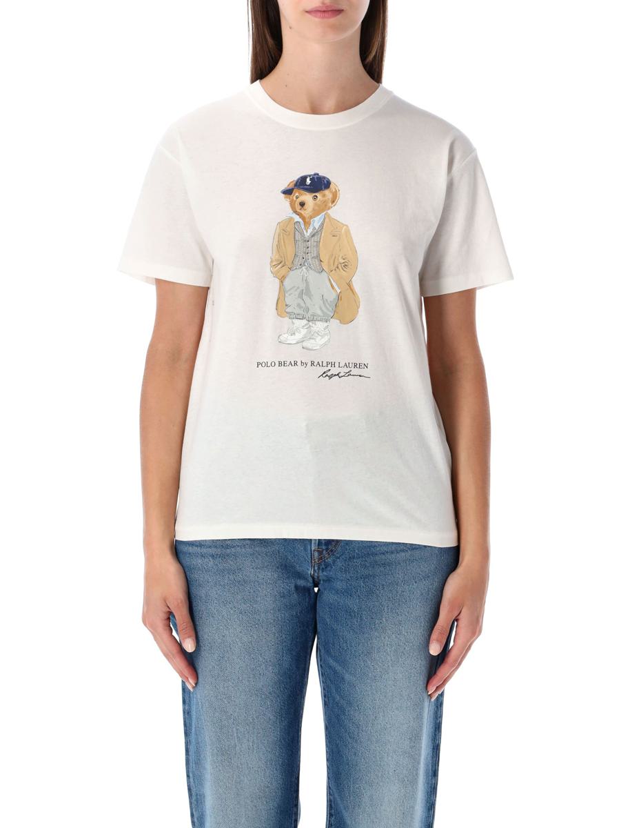 Polo Ralph Lauren – Weißes Baumwolljersey-T-Shirt mit Polo Bear