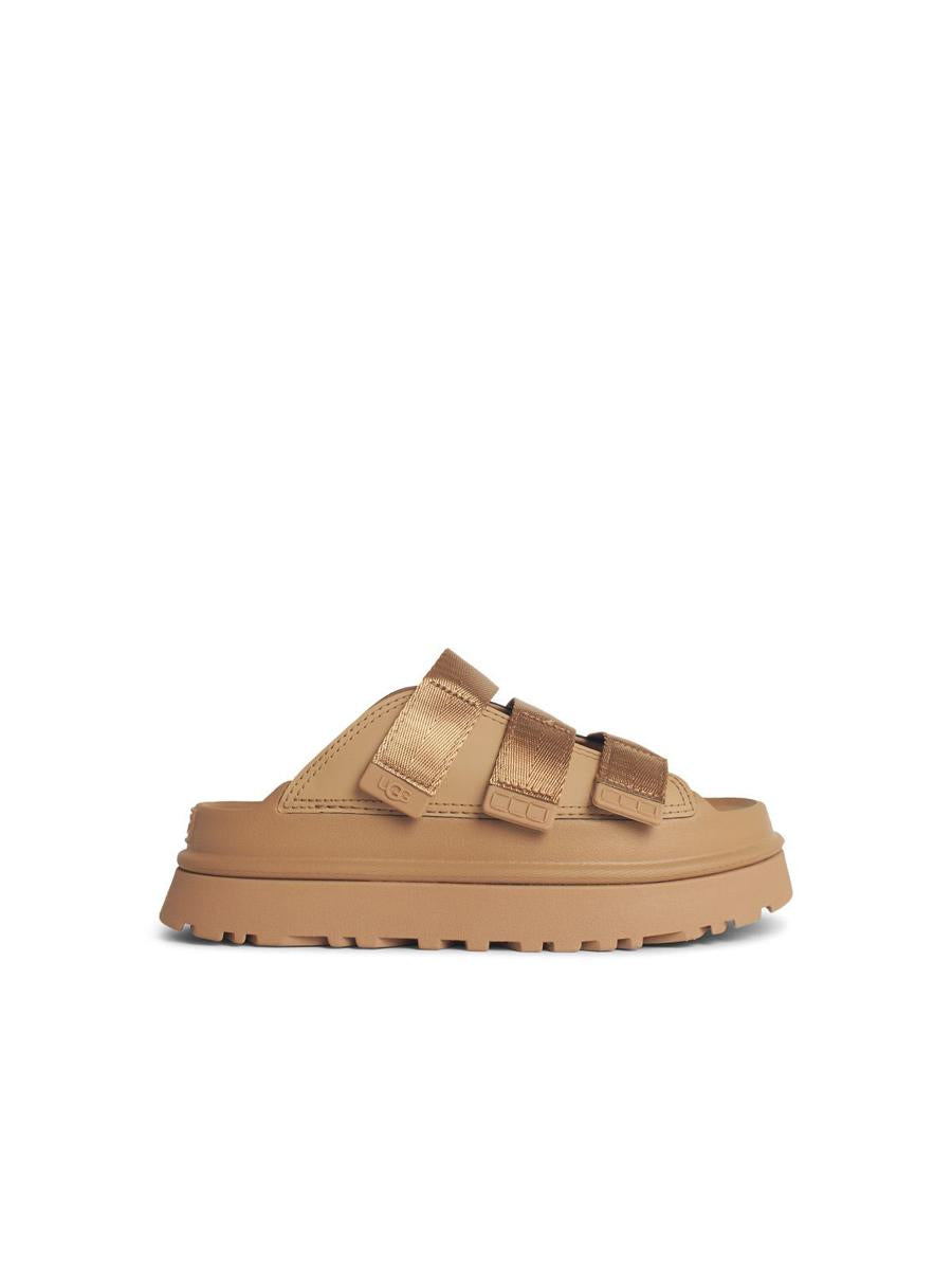UGG „Goldenglow“ Hausschuhe aus beigem Stoffmix