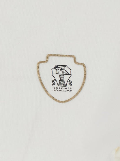 Weißes Poloshirt mit Logo-Aufdruck auf der Vorderseite aus Baumwolljersey für Damen