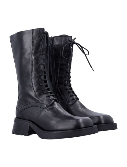 Miista Vel Schnürstiefel aus Leder Schwarz