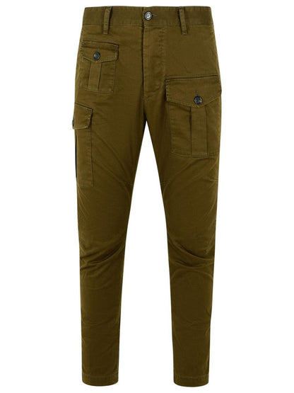 DSQUARED2 „Sexy“ Dunkelgrüne Baumwoll-Cargohose Pantone