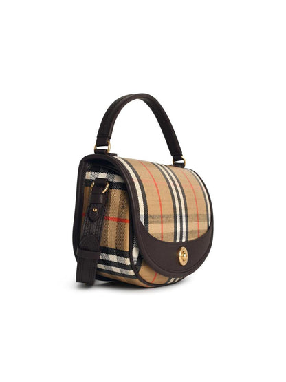 Burberry „Highlands“ Umhängetasche aus sandfarbener Baumwollmischung