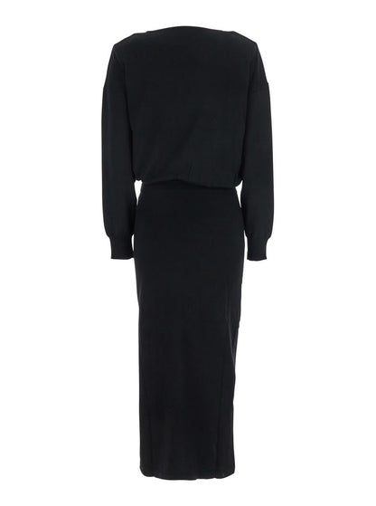 Strick-Maxikleid mit langen Ärmeln