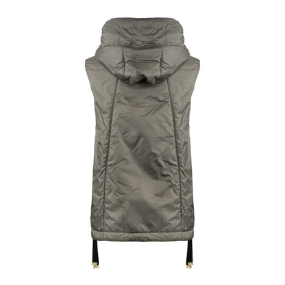 Max Mara Anthrazitgraue Wattierte Weste mit Kapuze aus tropffreiem Canvas