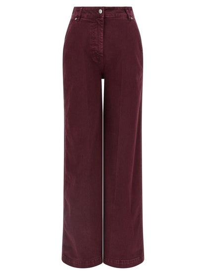 Hautfarbene Jeans mit weitem Bein
