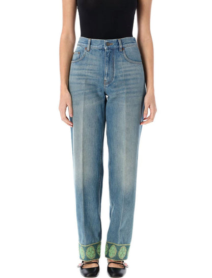 Valentino Garavani – Jeanshose mit Jacquardbesatz
