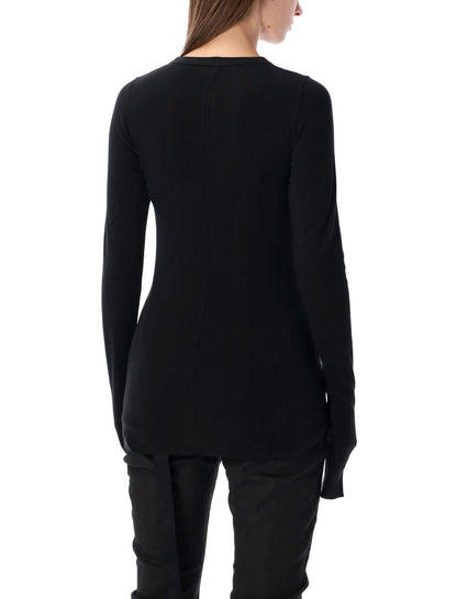 Rick Owens Drkshdw Schwarzes geripptes Langarmshirt